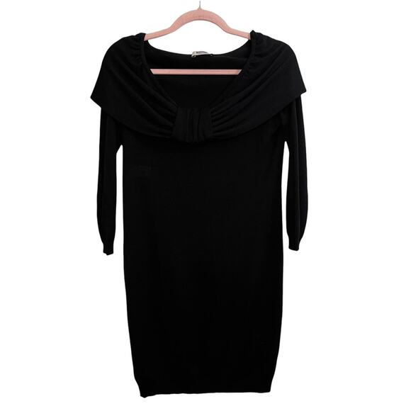 Moschino Black Virgin Wool Front Knot Mini Sweater Dress - Picture 1 of 9
